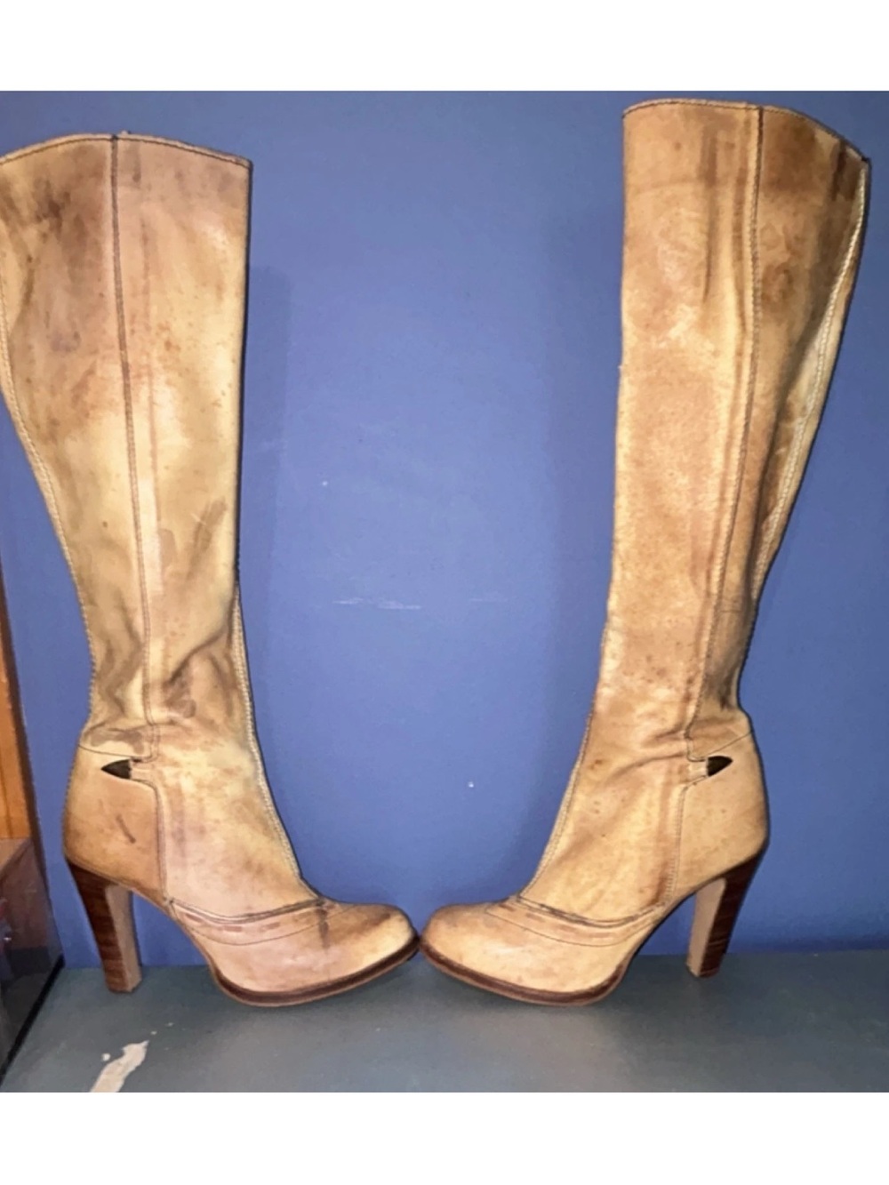 Wild Pair Over-the-Knee Suede Heeled Boots - Tan